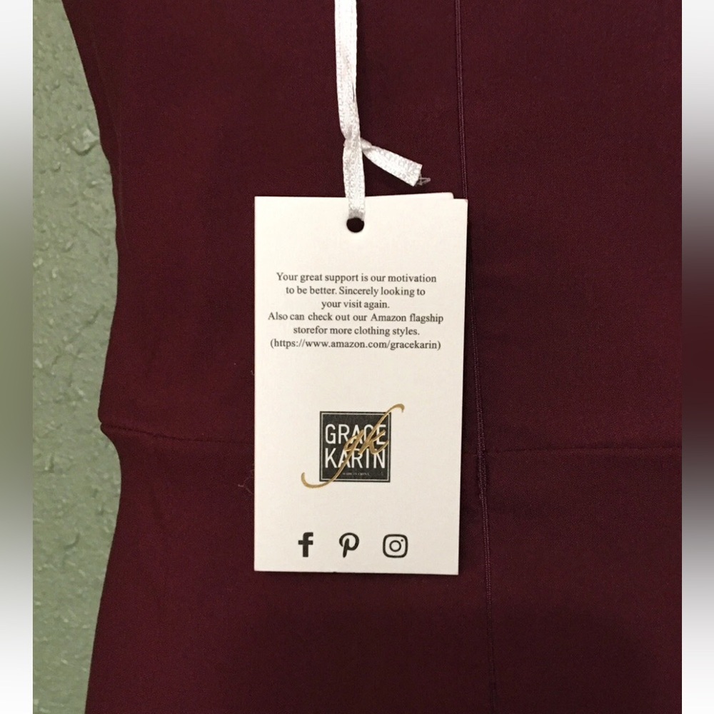 NWT-Grace Karin Deep Red Wine Deep V Pencil Dress - Picture 9 of 9